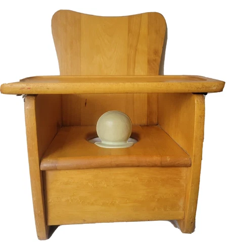Antique REAL Wood Childs Potty Training Chair Cover
