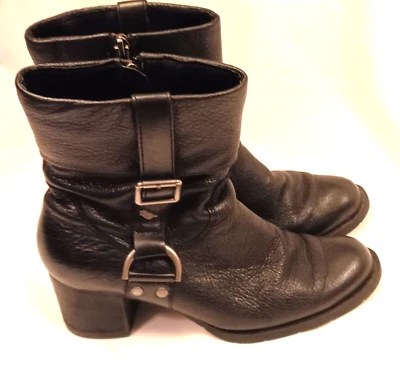 Size 7 ☆ HARLEY DAVIDSON brand ☆ "Sadie" Women's soft black leather zip-up boots Foto 1 de 4