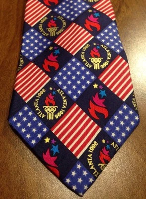 Gravata de pescoço ATLANTA 1996 Jogos Olímpicos 100% seda John Henry Georgia verão - Imagem 1 de 4