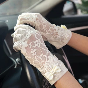 Lady Sunscreen Lace Gloves Driving Riding Touch Screen Gloves Thin Summer Soft - Picture 1 of 24