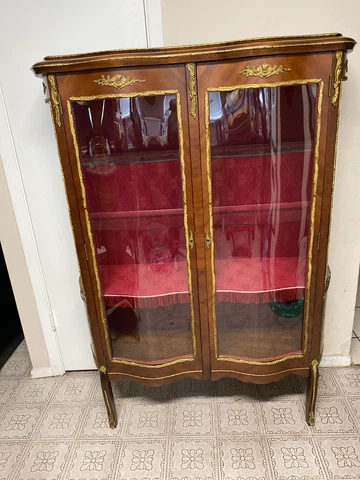 French Louis XV Style Vernis Martin Vitrine Curio Style Diaplay Cabinet Cover