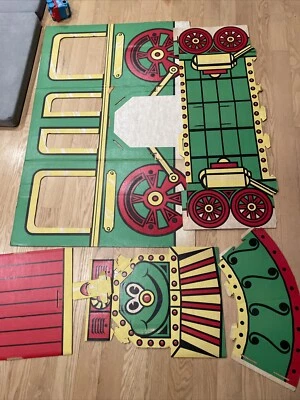 Locomotora vintage tren cartón recorte lector semanal exhibición fiesta rara grande Foto 1 de 4