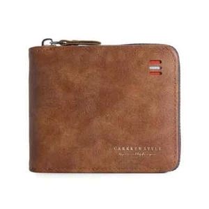 Zip Around Faux Leather 4 Card 2 ID Coin Purse Mens Wallet Tan ZAMW3 - Picture 1 of 5