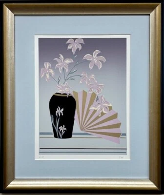 Fox "Naturaleza muerta con abanico I" firmado a mano y # enmarcado Art Deco naturaleza muerta lirio NUEVO Foto 1 de 3