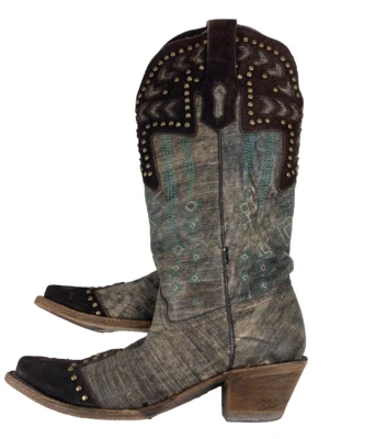 Botas para mujer Corral Western con tachuelas punta bordadas media pantorrilla talla 8,5 M Foto 1 de 4