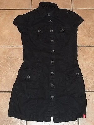 Ladies ESPRIT EDC~BLACK SHIRT DRESS~size 0~NEW~Linen Cotton Button Downt~Short - Image 1 of 4