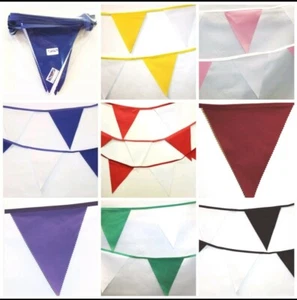 wedding fabric Bunting - 10 Metres. Your chosen colour and White flags - Picture 1 of 22