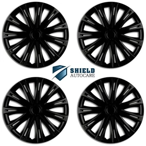 Wheel Trims 14" Hub Caps Spark Plastic Covers Set of 4 Black Specific Fit R14 - Picture 1 of 3