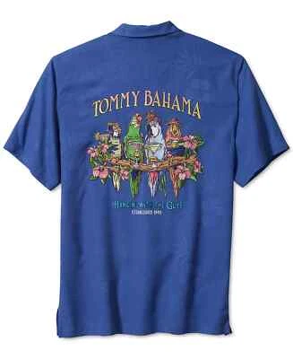 TOMMY BAHAMA Blue Hanging With The Guys 100% Silk Embroidered Shirt NEW Medium - Image 1 of 2