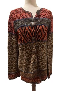 Couldwater Creek Vintage Cardigan Sweater Long Aztec Navajo Southwest Medium - Picture 1 of 5