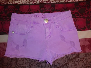 junior shorty shorts by Rue 21 (purple, distressed) size 0/1 EUC - Picture 1 of 2