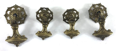Set of 4 Vintage Victorian Drawer Pulls Brass Drop Hinged Renaissance Cover