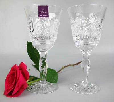 Royal Doulton Cathedral Glasses / Wine Goblets. Webb Corbett. Cut crystal glass. - Image 1 of 4