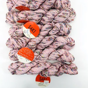 Vintage Tahki Saki Ribbon Yarn Cotton Acrylic Blend Medium 182 Pink Bag of 6 - Picture 1 of 7