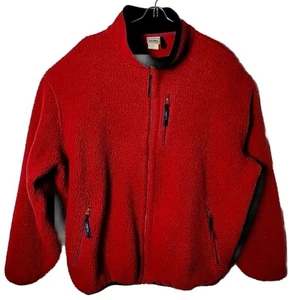 LL Bean Men Tall XL Freeport Maine Full Zip Fleece Red Zip Pocket Sweater Jacket - Picture 1 of 6