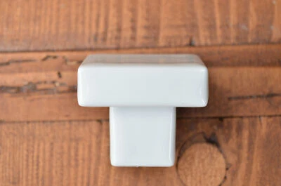 Möbelknopf eckig Porzellan weiß Möbelgriff Knöpfe Knauf Schublade Keramik - Bild 1 von 2