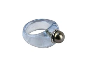 BACCARAT JEWELRY SOLID 18K WHITE GOLD SAMOA AQUAMARINE GREY PEARL SIZE 53 6,5 US - Picture 1 of 6