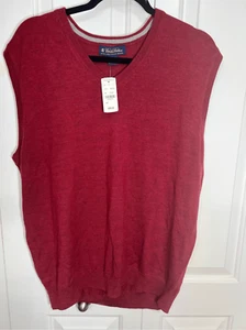 Brooks Brothers Sweater Vest Mens Size L Wool Italian Merino Burgundy New W Tags - Picture 1 of 8
