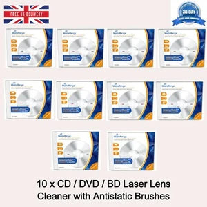 10 x CD/DVD/BLURA Disc Laser Linsenreiniger mit antistatischen Bürsten CD Schmucketui - Bild 1 von 12