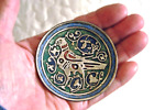 Vintage / Antique Copper Enamel Roundel / Medallion Medieval Islamic Bird