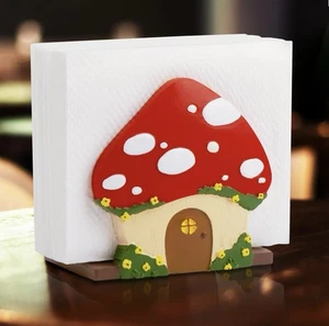 Mushroom Kitchen Napkin Holder Decor Red Vintage Style Retro 70s Fairy Goblin - Picture 1 of 4