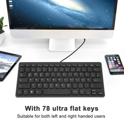 78 Keys Language Ultra Thin Keyboard Plug And Play Splash Proof USB Wired Com UK - Image 1 of 4