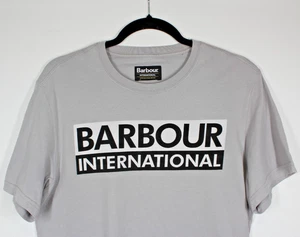 BARBOUR INTERNATIONAL Grey Crew Neck Slim-Fit T-Shirt 100% Cotton I Size Medium - Picture 1 of 15
