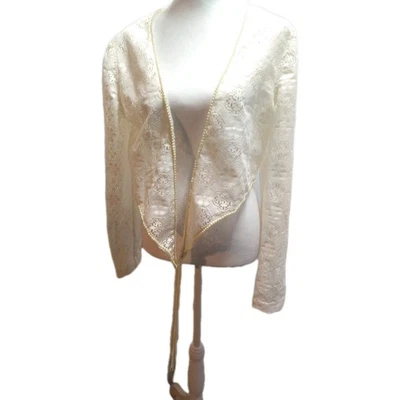 De Colección Encaje Y Perla Mujer Bolero Encogerse de hombros Marfil Corto Cárdigan Chaqueta Hada 60 Años 70 Foto 1 de 4