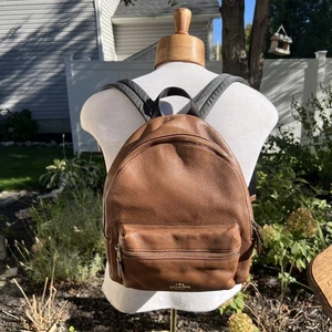 Coach Charlie großer brauner Leder Rucksack Gold Hardware F30550 - Bild 1 von 21