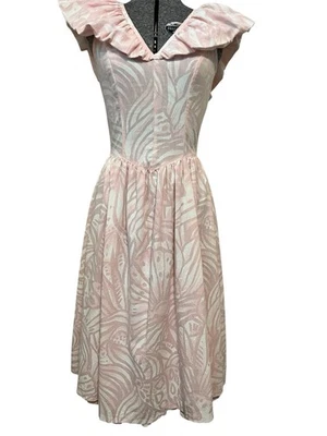 Vestido midi vintage Fredrick’s of Hollywood rosa y blanco swing talla 9 Foto 1 de 4