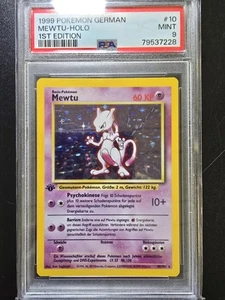 PSA 9 Mewtu Holo 10/102 - 1999 Base Set 1st Edition German Pokemon Card Mewtwo - Picture 1 of 4