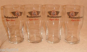 BUDWEISER LAGER BEER BEER GLASS LOT OF 4 NICE RARE - Picture 1 of 4