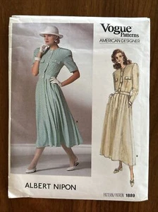 Albert Nipon 1889 Patrones de Vogue Diseñador Americano Talla 12 Sin Cortar NUEVO - Imagen 1 de 3