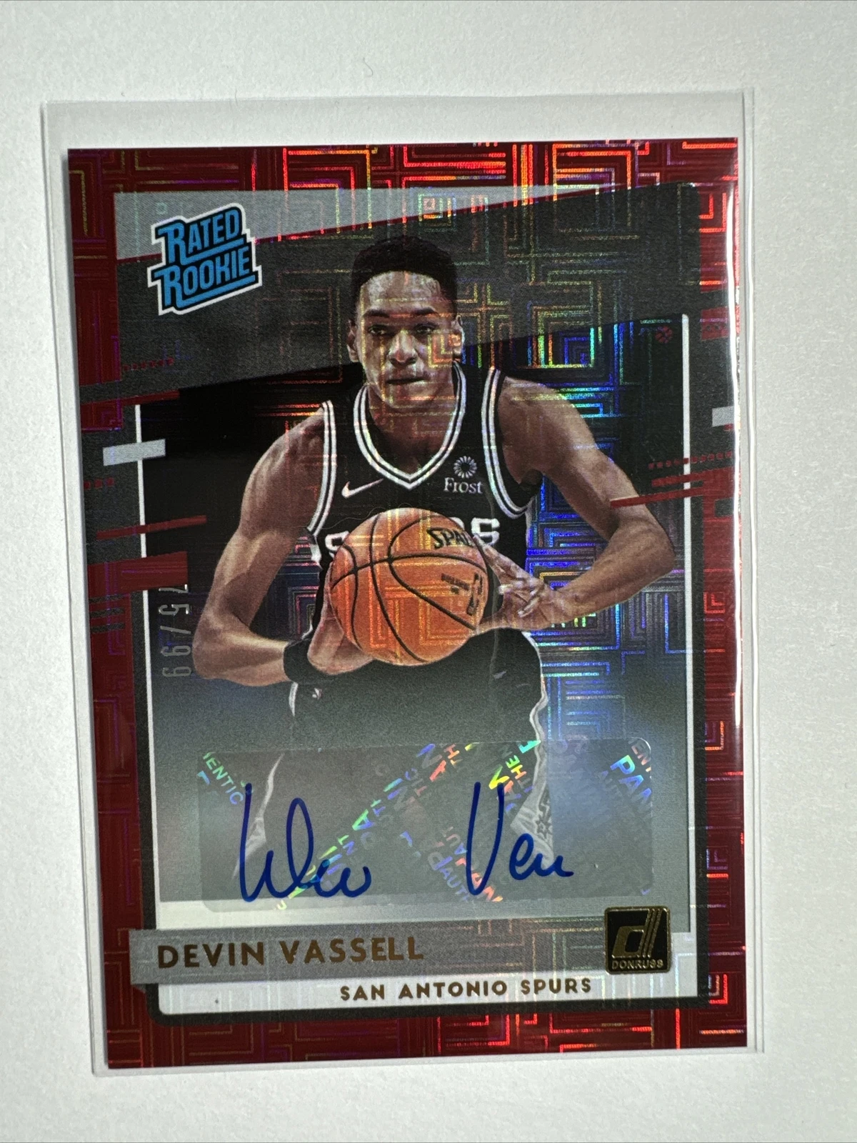 2020 Donruss Choice Red Signatures /99 Devin Vassell Rookie Auto RC