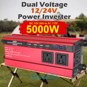 5000W Auto Wechselrichter DC 12V 24V auf AC 110V LCD Camping Wohnmobil Solar Converter - Bild 1 von 18