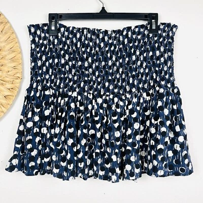 Vanessa Bruno Athe синяя юбка 40/большой шелк и черный напечатано со сборками с оборками мини - Изображение 1 из 4