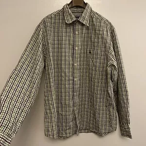 SIZE M - Green MAINE - Check Button Down Long Sleeves Mens Shirt Holiday Smart - Picture 1 of 7