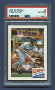 1988 WADE BOGGS PSA 10 GEM-MT TOPPS BAZOOKA HOF BOSTON RED SOX SHARP (#2) RZC - Picture 1 of 3