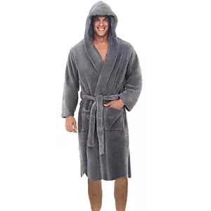 HERREN BADEMANTEL MIKROFASER SAUNA MORGENMANTEL GRAU GR XS NEU - Bild 1 von 2
