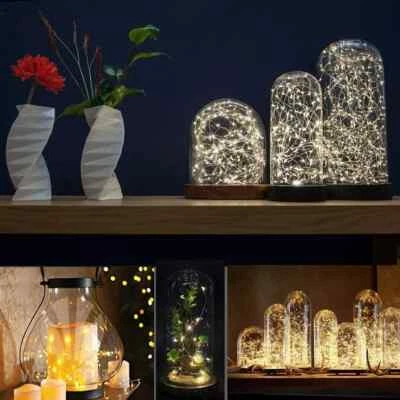 10M LED String Lights + Remote Control Battery Operated Silver Wire Picnic - Image 1 of 4