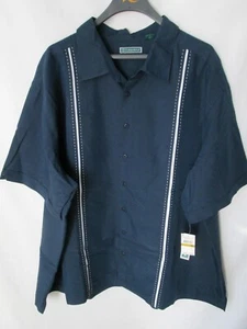 NWT Men's CUBAVERA 'Dress Blues' Short Sleeve Button Up Camp Shirt Size 4X - Picture 1 of 5