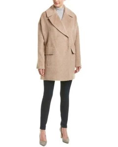 Trina Turk Women's Brown Ruby Wool & Alpaca-blend Coat Beige size 12 - Picture 1 of 2