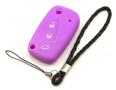 Purple Silicone Case Cover Fit For Fiat Punto Panda Idea Stilo Remote Flip Key - Image 1 of 3