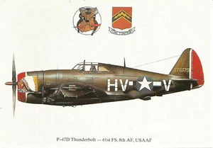 Squadron Prints P-47D Thunderbolt 61st FS, 8th AF, USAAF Profile Postcard - Picture 1 of 2
