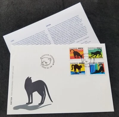 [SJ] Sweden Cats 2010 Pet Animal Fauna (FDC) - Image 1 of 4