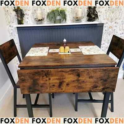 Industrial Drop Leaf Dining Table Breakfast Kitchen Small Rustic Metal Folding - Image 1 of 4