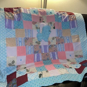 Homemade Patchwork Baby Quilt Poodle 40X40 - Picture 1 of 5