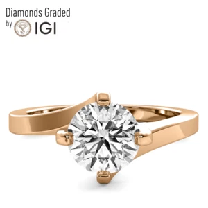 IGI Certified 3.50 Ct F VS1 Round cut Lab Diamond Engagement Ring 14K Rose Gold - Picture 1 of 9