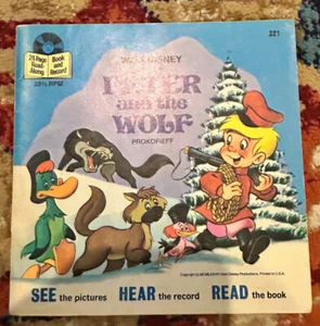 Peter und der Wolf (1968) Disneyland Softcover Buch mit 33-1/3 RPM Schallplatte - Bild 1 von 3