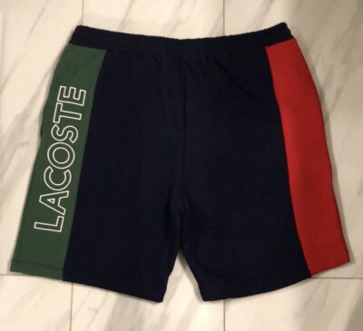 Lacoste Men's Colorblock Fleece Shorts Navy Blue Red Green New - Image 1 of 3